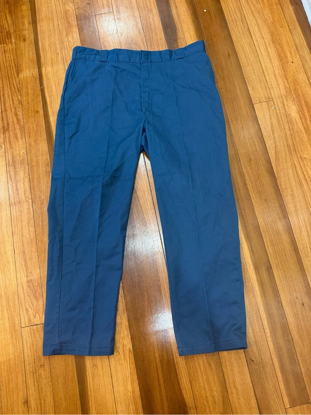 Vintage Dickies 874 Work Pants 44x32 Navy Made in USA 65/35 Workwear